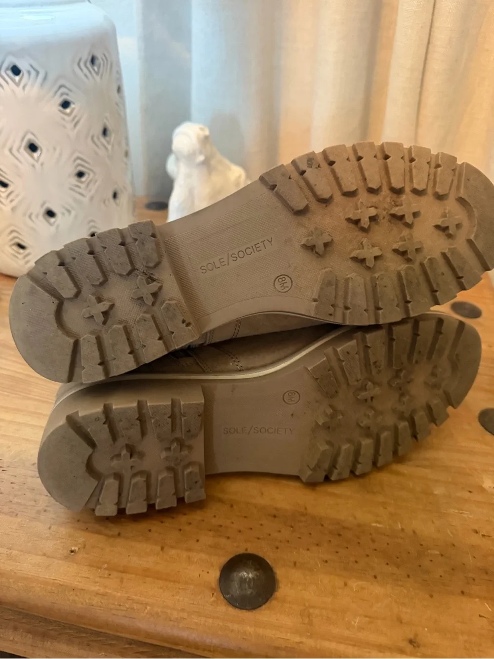 Sole Society Taupe Suede Ankle Booties with Cream Knit Detail - Picture 4 of 4
